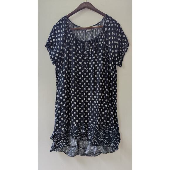 Avenue Womens Plus Size 18/20 Half Sleeve Black White Polka Dot Sheath Dress - Picture 1 of 7